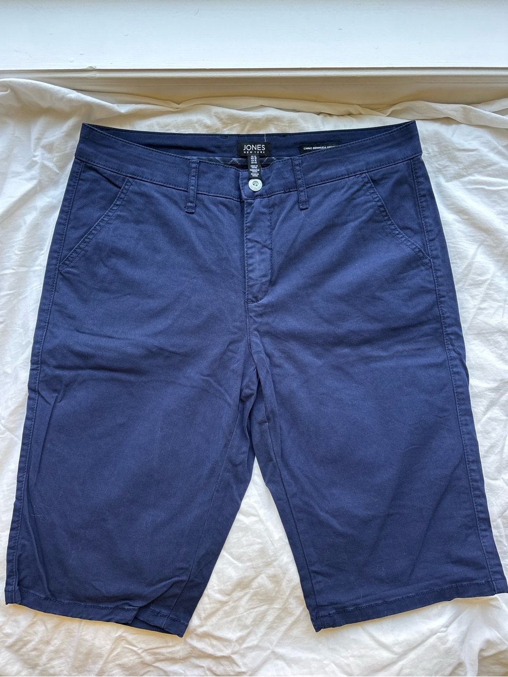 Jones New York Navy Blue Cotton Chino Short